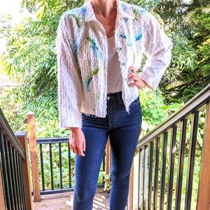 Fun cotton shag jacket with watercolour accents